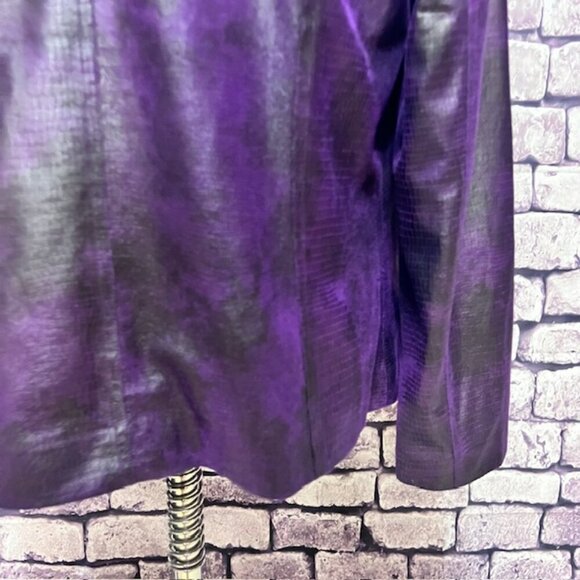 Chico's Purple Faux Leather Long Sleeve Jacket Size M - Picture 6 of 8
